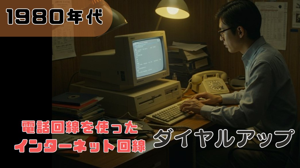 1980年代のダイヤルアップ接続 インターネット回線